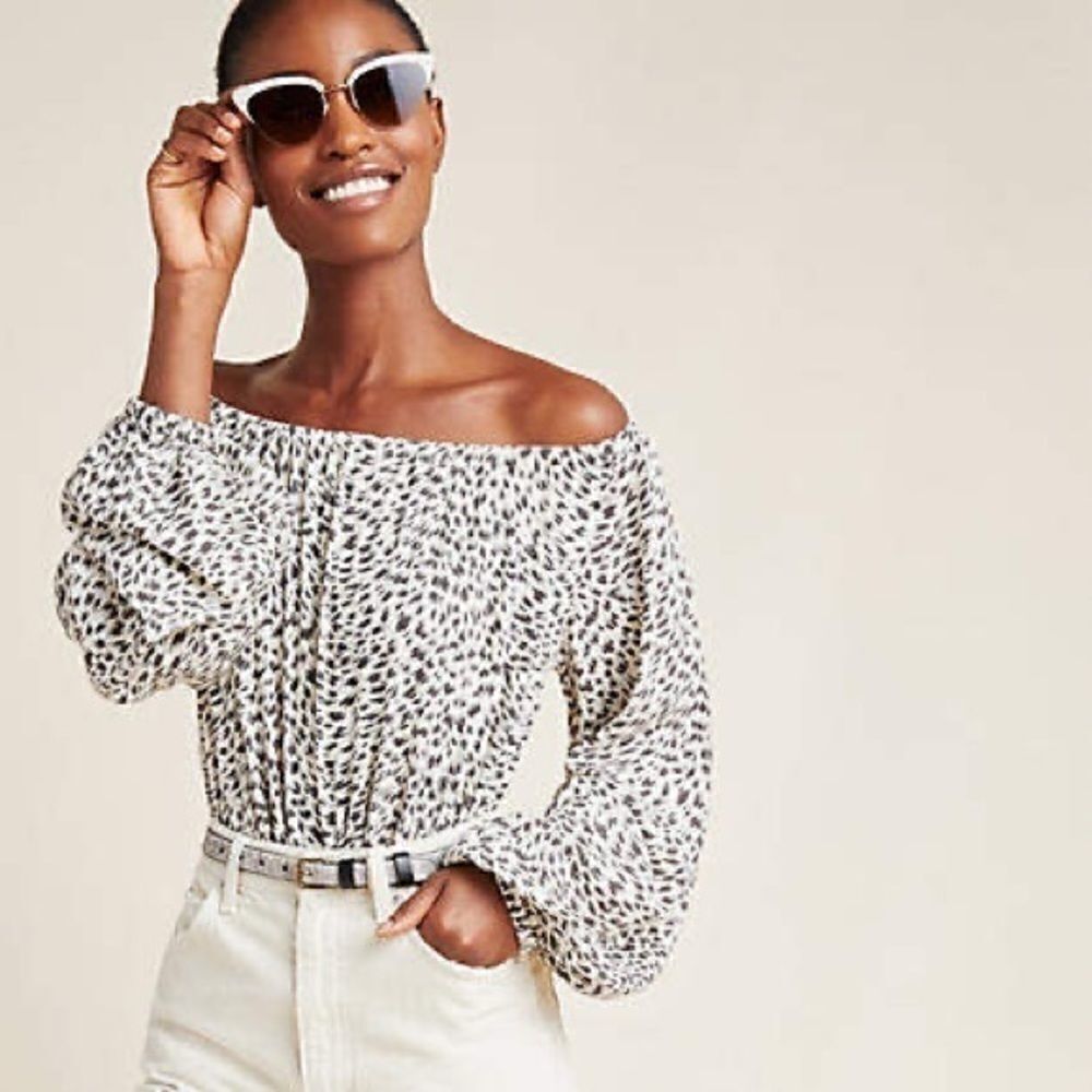 Anthropologie Cascais Animal Print Long Sleeve Top